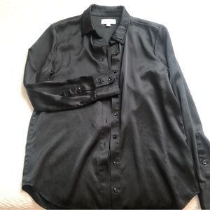 Gorgeous Silk Blouse Top AG Adriano Goldschmied Black satin sz XS- Perfect!